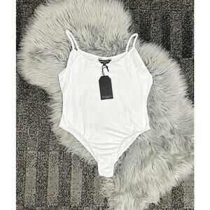 Brave Soul Plus Size White Strappy Vest Bodysuit Size 18